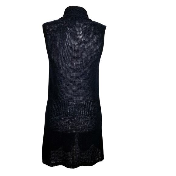 ANGEL Apparel Open Knit Sleeveless Longline Black Cardigan Size M - Picture 5 of 9